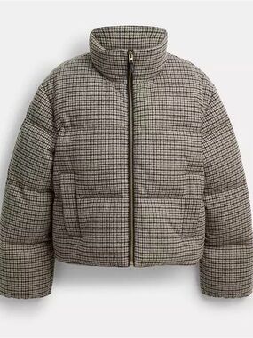 Coach Wool Puffer Jacket - Brown/Black